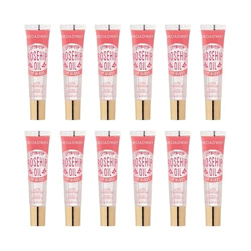 Ruby Kisses Broadway Vita-Lip Clear Lip Gloss with Rosehip Oil – 12-Pack Ultra-Hydrating High-Shine Non-Sticky Lip Gloss Avelisse