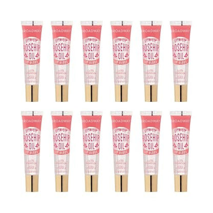 Ruby Kisses Broadway Vita-Lip Clear Lip Gloss with Rosehip Oil – 12-Pack Ultra-Hydrating High-Shine Non-Sticky Lip Gloss Avelisse