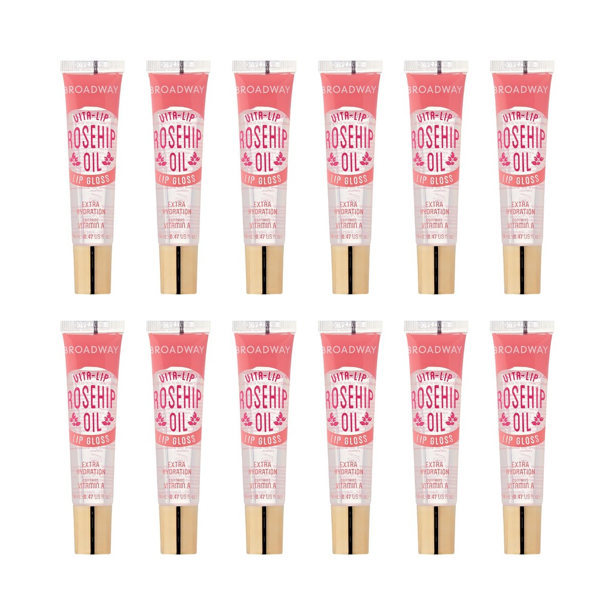 Ruby Kisses Broadway Vita-Lip Clear Lip Gloss with Rosehip Oil – 12-Pack Ultra-Hydrating High-Shine Non-Sticky Lip Gloss Avelisse
