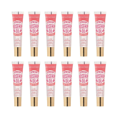 Ruby Kisses Broadway Vita-Lip Clear Lip Gloss with Rosehip Oil – 12-Pack Ultra-Hydrating High-Shine Non-Sticky Lip Gloss Avelisse