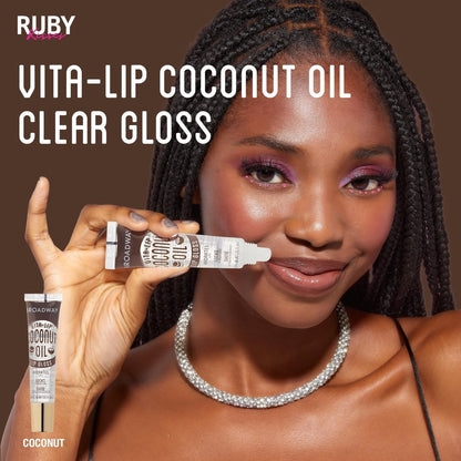 Ruby Kisses Broadway Vita-Lip Clear Lip Gloss (Coconut Oil 6 Pack) - Ultra-Hydrating, Non-Sticky High-Shine Lip Balm