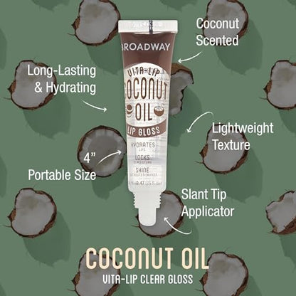 Ruby Kisses Broadway Vita-Lip Clear Lip Gloss (Coconut Oil 6 Pack) - Ultra-Hydrating, Non-Sticky High-Shine Lip Balm
