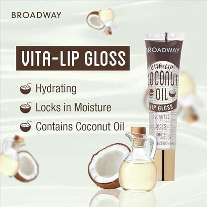 Ruby Kisses Broadway Vita-Lip Clear Lip Gloss (Coconut Oil 6 Pack) - Ultra-Hydrating, Non-Sticky High-Shine Lip Balm