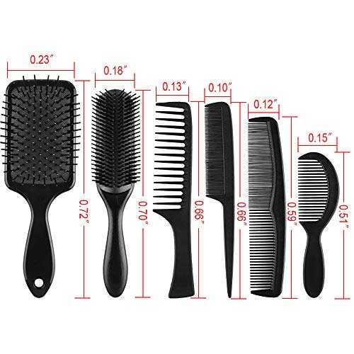 SIQUK 6-Piece Hair Brush Comb Set: Paddle Brush, Detangle Brush & Black Combs for Men & Women – Ideal for Wet, Dry, Curly & Straight Hair Avelisse
