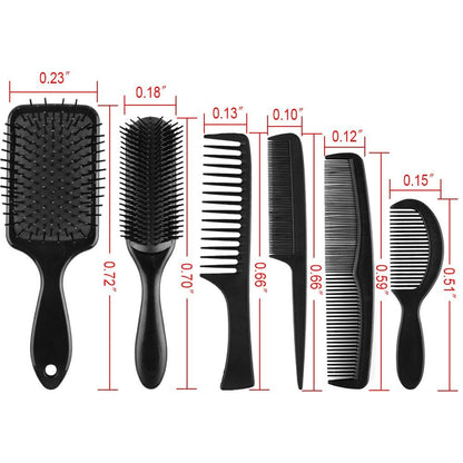 SIQUK 6-Piece Hair Brush Comb Set: Paddle Brush, Detangle Brush & Black Combs for Men & Women – Ideal for Wet, Dry, Curly & Straight Hair Avelisse