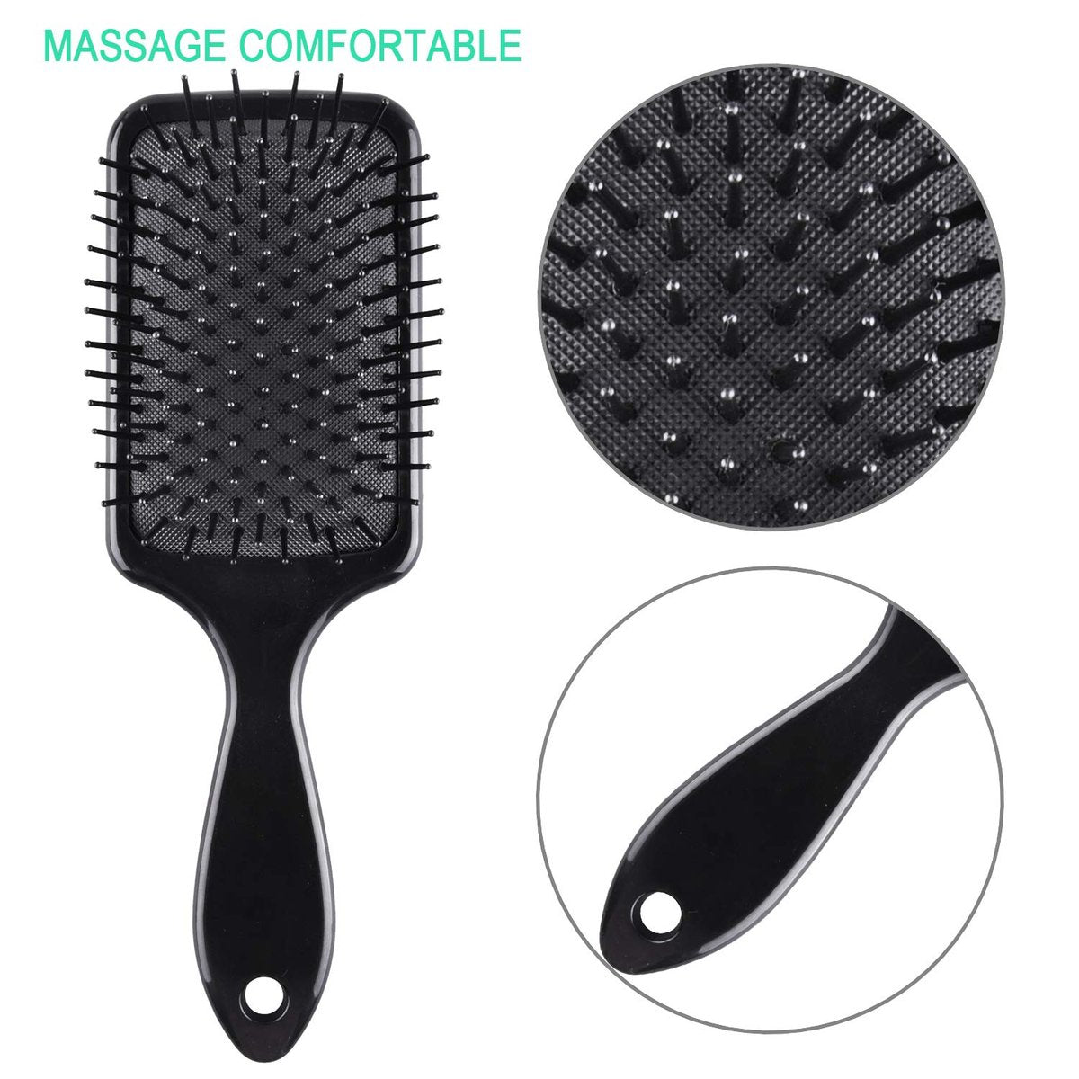 SIQUK 6-Piece Hair Brush Comb Set: Paddle Brush, Detangle Brush & Black Combs for Men & Women – Ideal for Wet, Dry, Curly & Straight Hair Avelisse