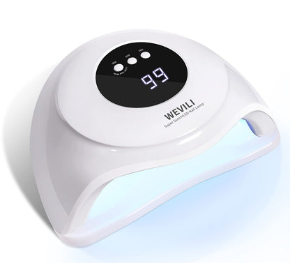 WEVILI 72W UV Nail Lamp for Gel Nails with Smart Sensor, 3 Timer Settings & LCD Display - Fast Curing Nail Dryer for Salon and Home Use