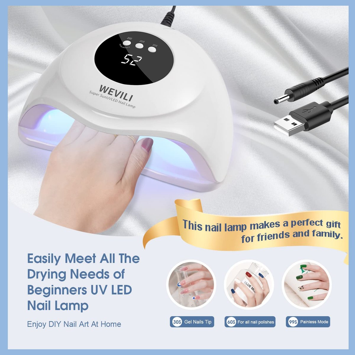 WEVILI 72W UV Nail Lamp for Gel Nails with Smart Sensor, 3 Timer Settings & LCD Display - Fast Curing Nail Dryer for Salon and Home Use - görsel 13