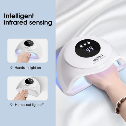 WEVILI 72W UV Nail Lamp for Gel Nails with Smart Sensor, 3 Timer Settings & LCD Display - Fast Curing Nail Dryer for Salon and Home Use