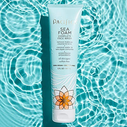 Pacifica Beauty Sea Foam Complete Face Wash Set - Daily Gentle Facial Cleanser & Makeup Remover with Coconut Water & Sea Algae Complex, Sulfate & Paraben Free, Vegan, 5 fl oz (2 Pack) Avelisse