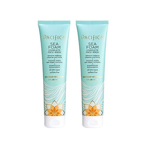 Pacifica Beauty Sea Foam Complete Face Wash Set - Daily Gentle Facial Cleanser & Makeup Remover with Coconut Water & Sea Algae Complex, Sulfate & Paraben Free, Vegan, 5 fl oz (2 Pack) Avelisse