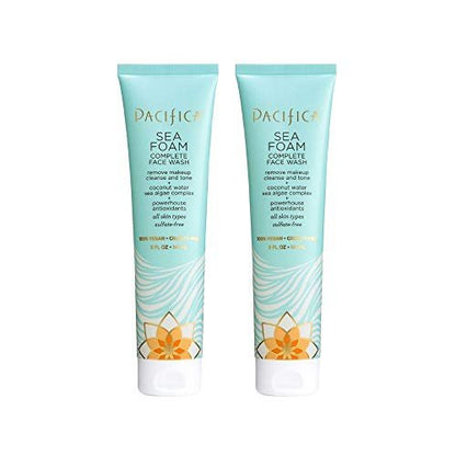 Pacifica Beauty Sea Foam Complete Face Wash Set - Daily Gentle Facial Cleanser & Makeup Remover with Coconut Water & Sea Algae Complex, Sulfate & Paraben Free, Vegan, 5 fl oz (2 Pack) Avelisse