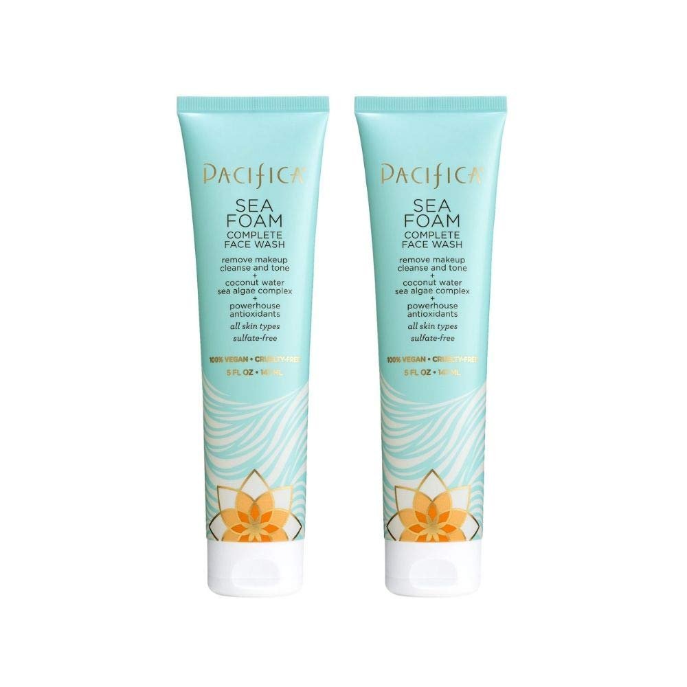 Pacifica Beauty Sea Foam Complete Face Wash Set - Daily Gentle Facial Cleanser & Makeup Remover with Coconut Water & Sea Algae Complex, Sulfate & Paraben Free, Vegan, 5 fl oz (2 Pack) Avelisse