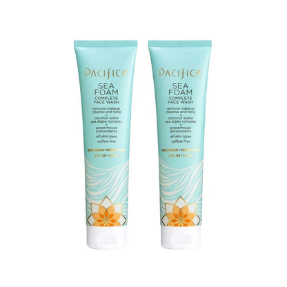 Pacifica Beauty Sea Foam Complete Face Wash Set - Daily Gentle Facial Cleanser & Makeup Remover with Coconut Water & Sea Algae Complex, Sulfate & Paraben Free, Vegan, 5 fl oz (2 Pack) Avelisse