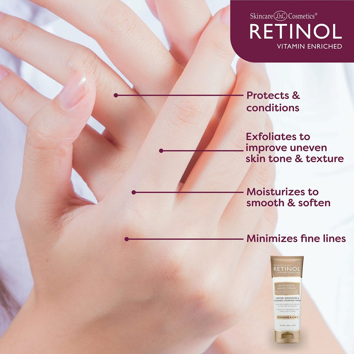 Retinol LIVAURA Hand Cream for Dry Cracked Hands – Intensive Deep Moisturizing Hand Lotion, 3.4 oz Avelisse