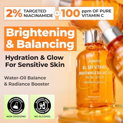 JUMISO All Day Vitamin Serum - Brightening & Balancing Facial Serum with Vitamin C, A, B, D, E, Niacinamide, and Vitamin Tree Extract 86.14% - Vegan Korean Skincare (1.01 fl oz) Avelisse