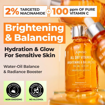 JUMISO All Day Vitamin Serum - Brightening & Balancing Facial Serum with Vitamin C, A, B, D, E, Niacinamide, and Vitamin Tree Extract 86.14% - Vegan Korean Skincare (1.01 fl oz) Avelisse