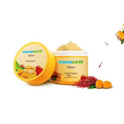 MAMAEARTH Ubtan Face Pack with Turmeric & Saffron - Restores Natural Glow, 3.5 oz (100g) Avelisse