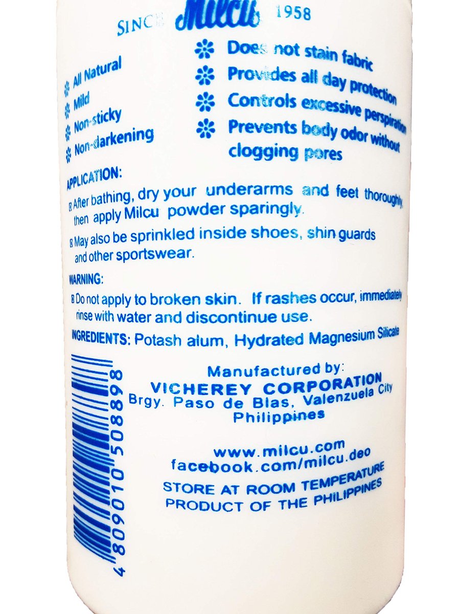 Milcu Underarm & Foot Deodorant Powder 80g per Bottle, 2 Pack - Natural Talc-Free Odor Protection Avelisse