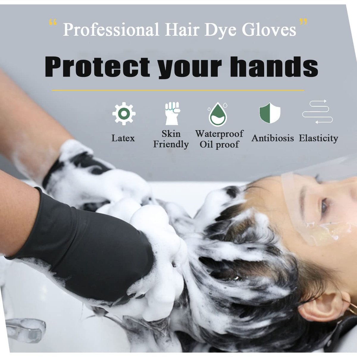 VOVCIG Hair Dye Gloves – Professional Hair Coloring Accessories for Salon & Home Use (2 Pairs, Black Rubber) - görsel 13