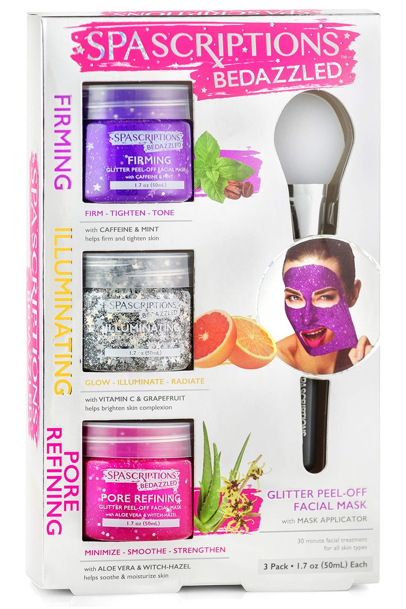 SpaScriptions BeDazzled Firming & Pore Refining Glitter Peel-Off Masks - 3 Count - görsel 1