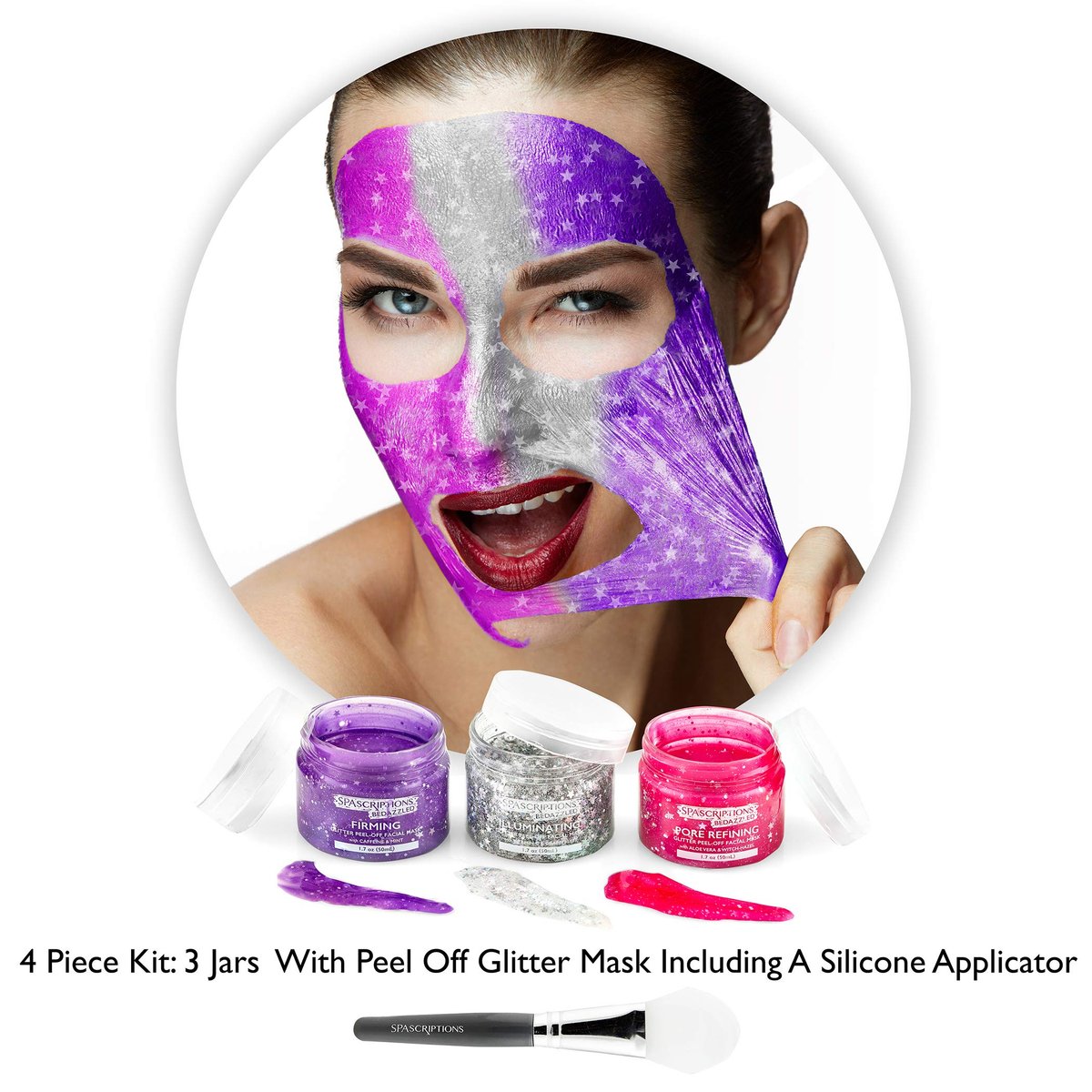 SpaScriptions BeDazzled Firming & Pore Refining Glitter Peel-Off Masks - 3 Count - görsel 13