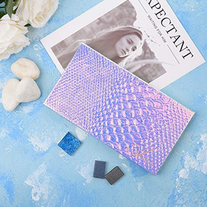 Allwon Magnetic Makeup Palette - Mermaid Empty Palette with Mirror & 20 Adhesive Metal Stickers for Eyeshadow, Lipstick, Blush