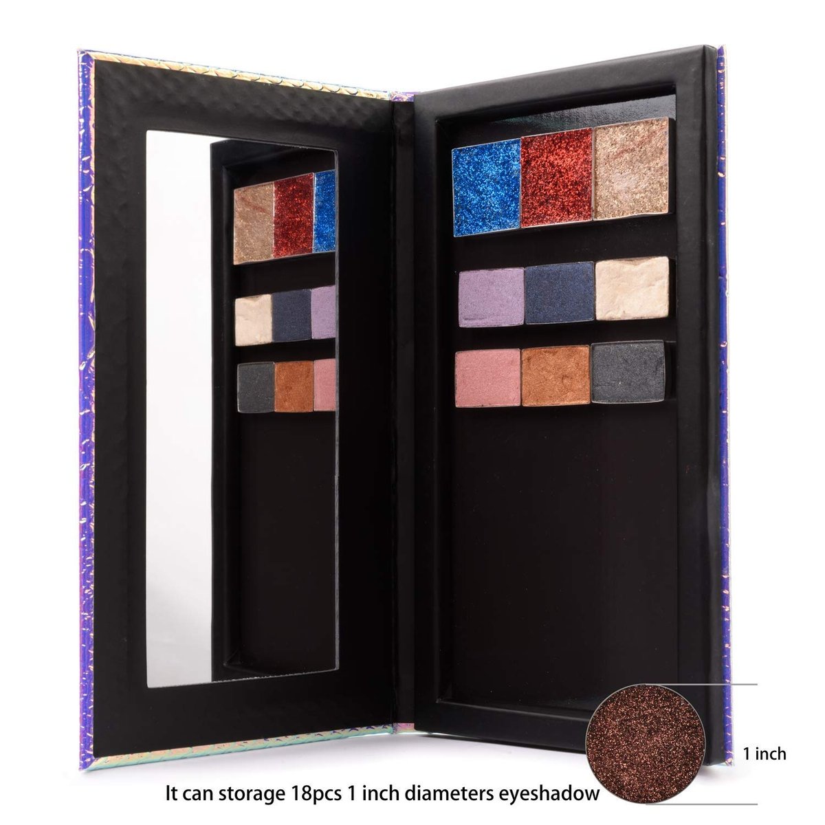Allwon Magnetic Makeup Palette - Mermaid Empty Palette with Mirror & 20 Adhesive Metal Stickers for Eyeshadow, Lipstick, Blush - görsel 5