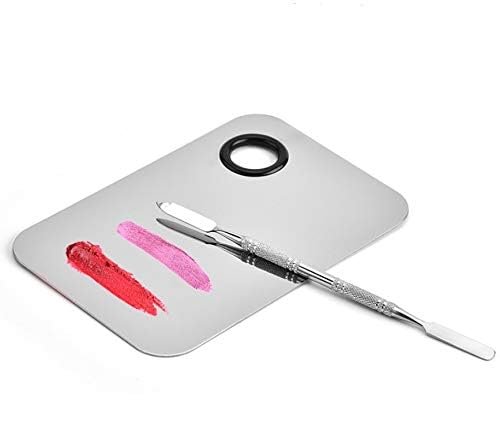 Sinen Professional Stainless Steel Makeup Palette with Spatula Tool – 6 x 4 Inch Silver for Nail Art, Eye Shadow & Pigment Blending - görsel 8