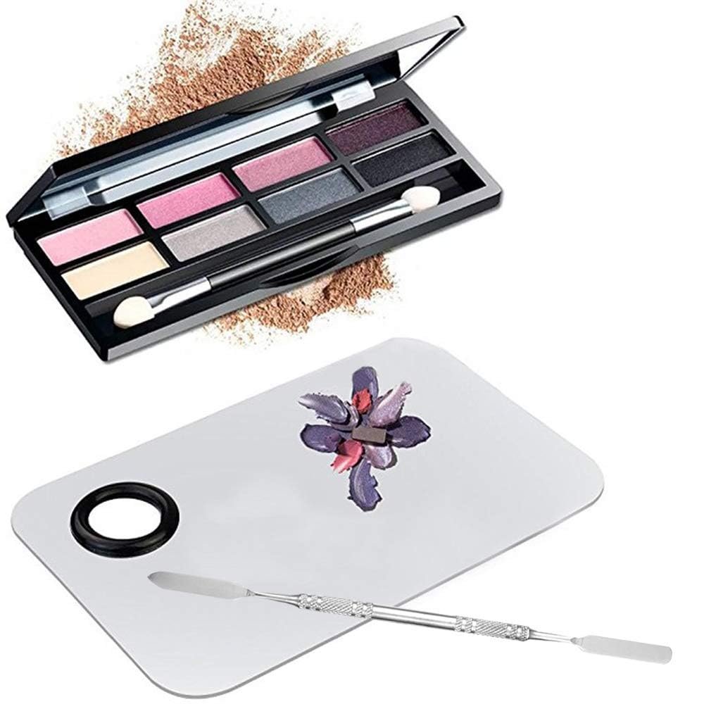 Sinen Professional Stainless Steel Makeup Palette with Spatula Tool – 6 x 4 Inch Silver for Nail Art, Eye Shadow & Pigment Blending - görsel 9
