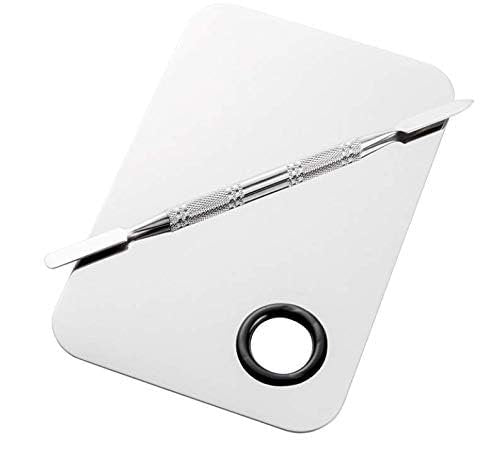 Sinen Professional Stainless Steel Makeup Palette with Spatula Tool – 6 x 4 Inch Silver for Nail Art, Eye Shadow & Pigment Blending - görsel 6