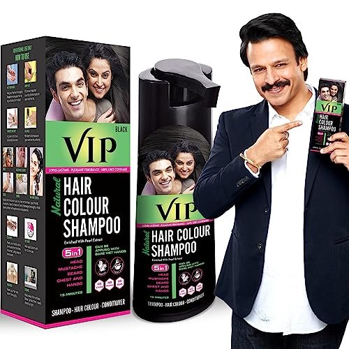 VIP 5 in 1 Hair Colour Shampoo - Black - 180ml | Gentle Permanent Hair Color Avelisse