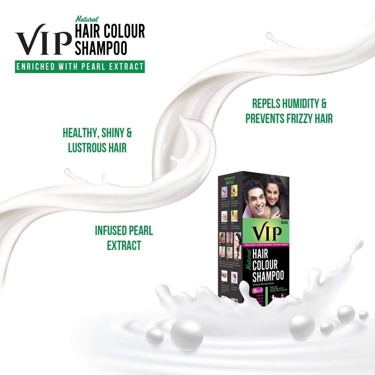 VIP 5 in 1 Hair Colour Shampoo - Black - 180ml | Gentle Permanent Hair Color Avelisse