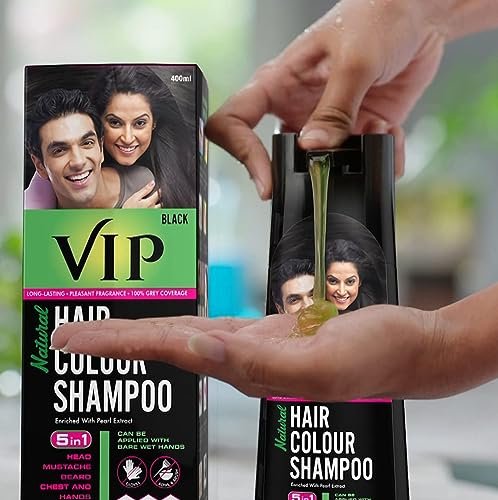 VIP 5 in 1 Hair Colour Shampoo - Black - 180ml | Gentle Permanent Hair Color Avelisse