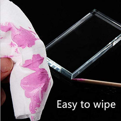 Glass Nail Art Toning Palette - 4x2 Inch Clear Glass Makeup Mixing Board for Nail Polish, Eyelash Glue & Creams