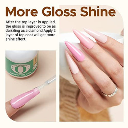 AZUREBEAUTY 2-in-1 Dip Powder Base & Top Coat with Activator - Fast Drying No Lamp Needed, 0.5 oz Bottle Set for Nail Kit