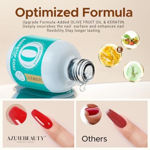 AZUREBEAUTY 2-in-1 Dip Powder Base & Top Coat with Activator - Fast Drying No Lamp Needed, 0.5 oz Bottle Set for Nail Kit - görsel 14