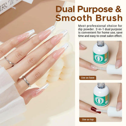 AZUREBEAUTY 2-in-1 Dip Powder Base & Top Coat with Activator - Fast Drying No Lamp Needed, 0.5 oz Bottle Set for Nail Kit