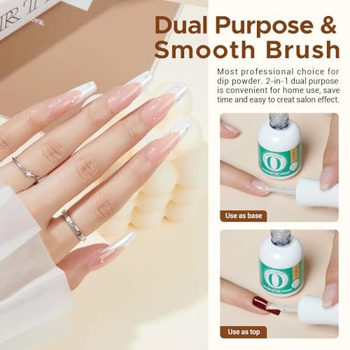 AZUREBEAUTY 2-in-1 Dip Powder Base & Top Coat with Activator - Fast Drying No Lamp Needed, 0.5 oz Bottle Set for Nail Kit - görsel 4