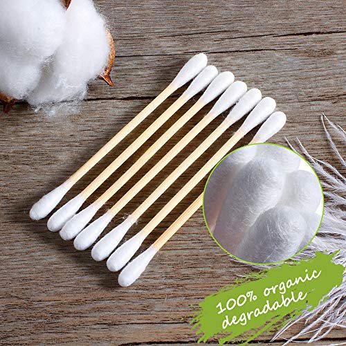 Coralov Bamboo Cotton Swabs 1000PCS – Eco-Friendly Organic Double-Tip Cotton Buds for Ear Cleaning, Skin Care, Jewelry, Art, Pet Care, and Craft – 5 Packs of 200 Sticks Avelisse