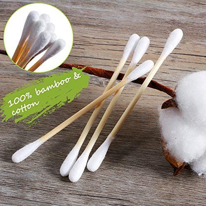 Coralov Bamboo Cotton Swabs 1000PCS – Eco-Friendly Organic Double-Tip Cotton Buds for Ear Cleaning, Skin Care, Jewelry, Art, Pet Care, and Craft – 5 Packs of 200 Sticks Avelisse