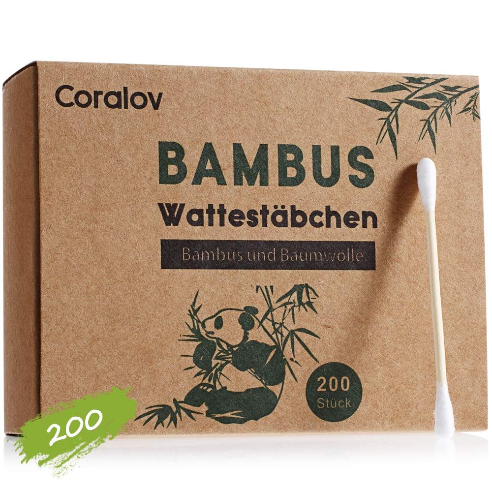 Coralov Bamboo Cotton Swabs 1000PCS – Eco-Friendly Organic Double-Tip Cotton Buds for Ear Cleaning, Skin Care, Jewelry, Art, Pet Care, and Craft – 5 Packs of 200 Sticks Avelisse