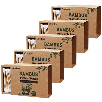 Coralov Bamboo Cotton Swabs 1000PCS – Eco-Friendly Organic Double-Tip Cotton Buds for Ear Cleaning, Skin Care, Jewelry, Art, Pet Care, and Craft – 5 Packs of 200 Sticks Avelisse