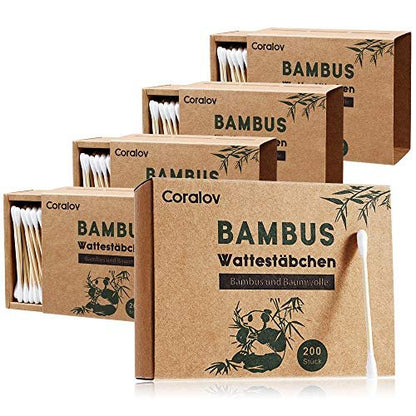 Coralov Bamboo Cotton Swabs 1000PCS – Eco-Friendly Organic Double-Tip Cotton Buds for Ear Cleaning, Skin Care, Jewelry, Art, Pet Care, and Craft – 5 Packs of 200 Sticks Avelisse
