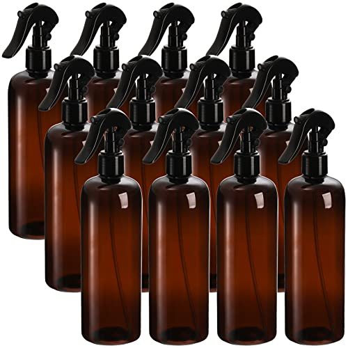 Bekith 12 Pack Plastic Spray Bottles with Black Fine Mist Sprayers, 16oz Refillable Spray Container for Cleaning Solutions, Plants, Hair Avelisse