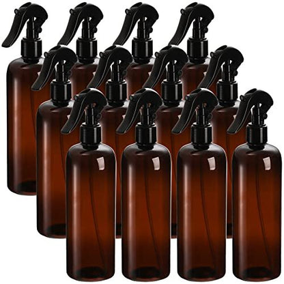 Bekith 12 Pack Plastic Spray Bottles with Black Fine Mist Sprayers, 16oz Refillable Spray Container for Cleaning Solutions, Plants, Hair Avelisse