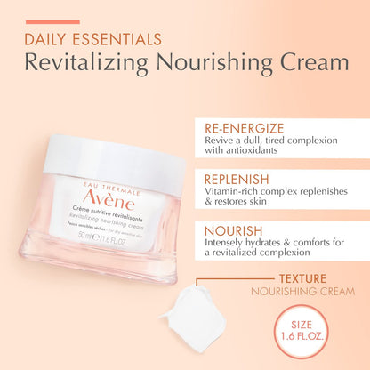 Avène Revitalizing Nourishing Cream – Ultra Nourishing Face Moisturizer for Dry Skin, Non-comedogenic, 1.6 Fl Oz Avelisse