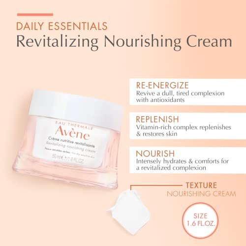 Avène Revitalizing Nourishing Cream – Ultra Nourishing Face Moisturizer for Dry Skin, Non-comedogenic, 1.6 Fl Oz Avelisse
