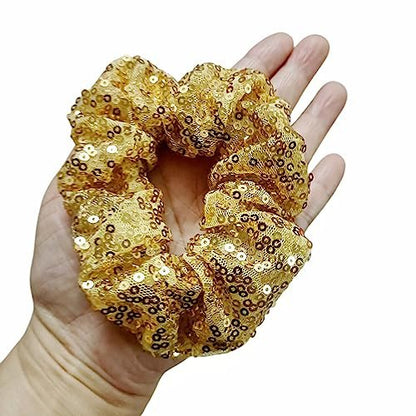 PNEIFON 4-Pack Sequin Hair Scrunchies - Sparkly Glitter Scrunchies Elastic Stretch Hair Ties for Girls and Women (Style 1)