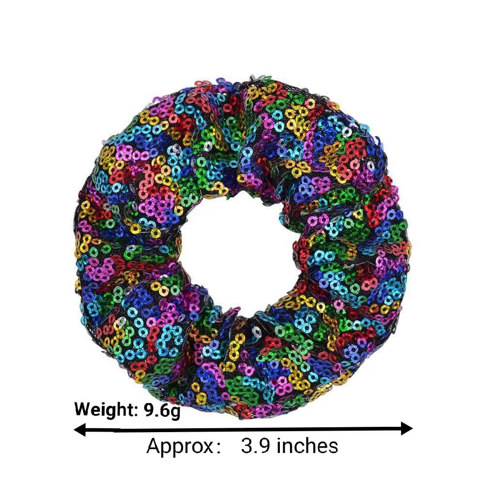 PNEIFON 4-Pack Sequin Hair Scrunchies - Sparkly Glitter Scrunchies Elastic Stretch Hair Ties for Girls and Women (Style 1) - görsel 5